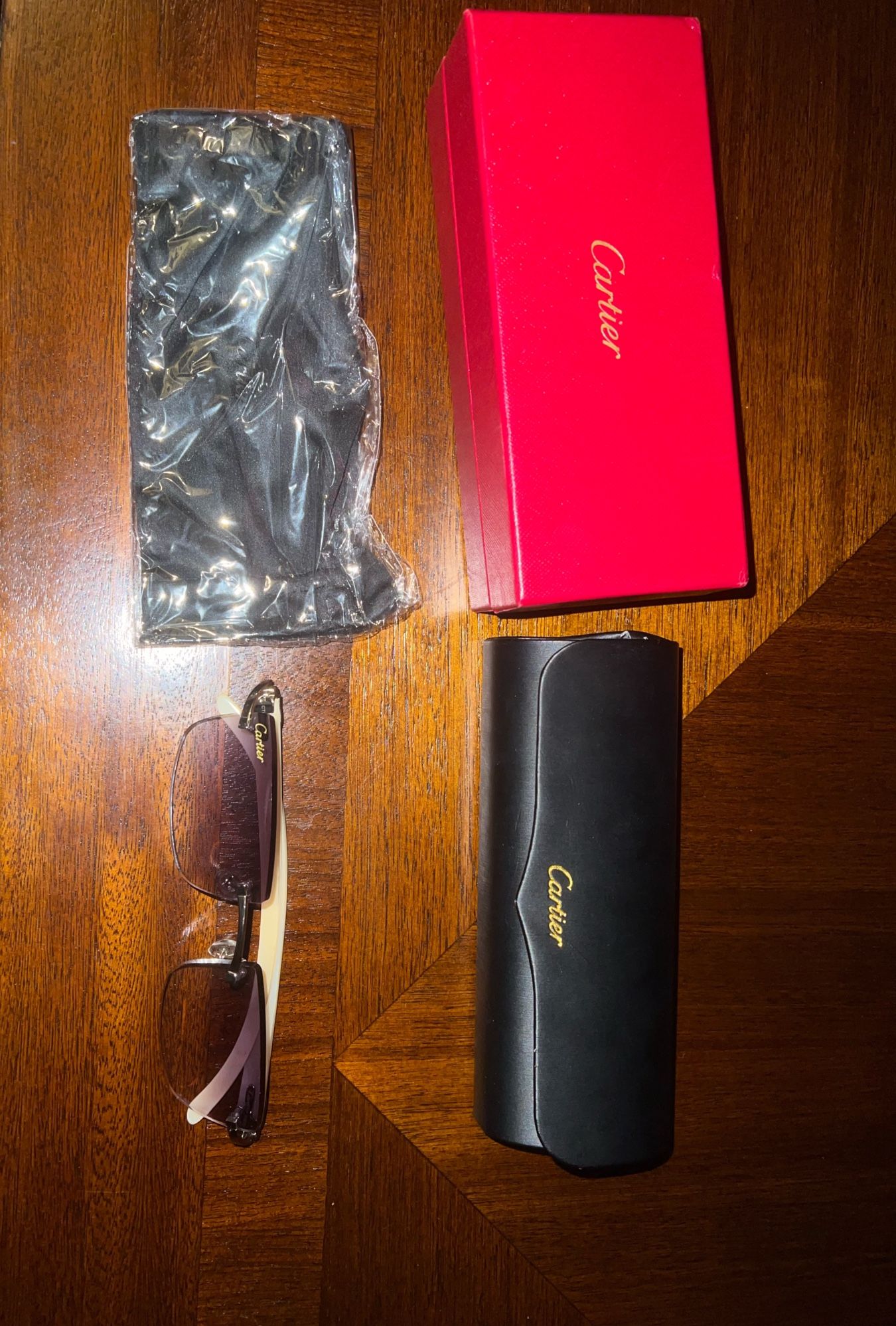 White Cartier Glasses Purple Tint