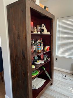 Dark Wood Bookcase with Open Shelves
