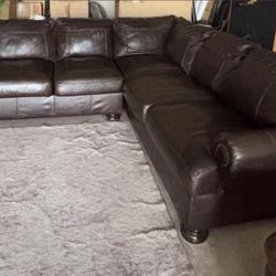 DARK BROWN GENUINE LEATHER SECTIONAL BY ASHLEY FURNITURE, DELIVERY INCLUDED
