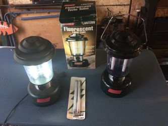 Two 12 volt Coleman camping lanterns