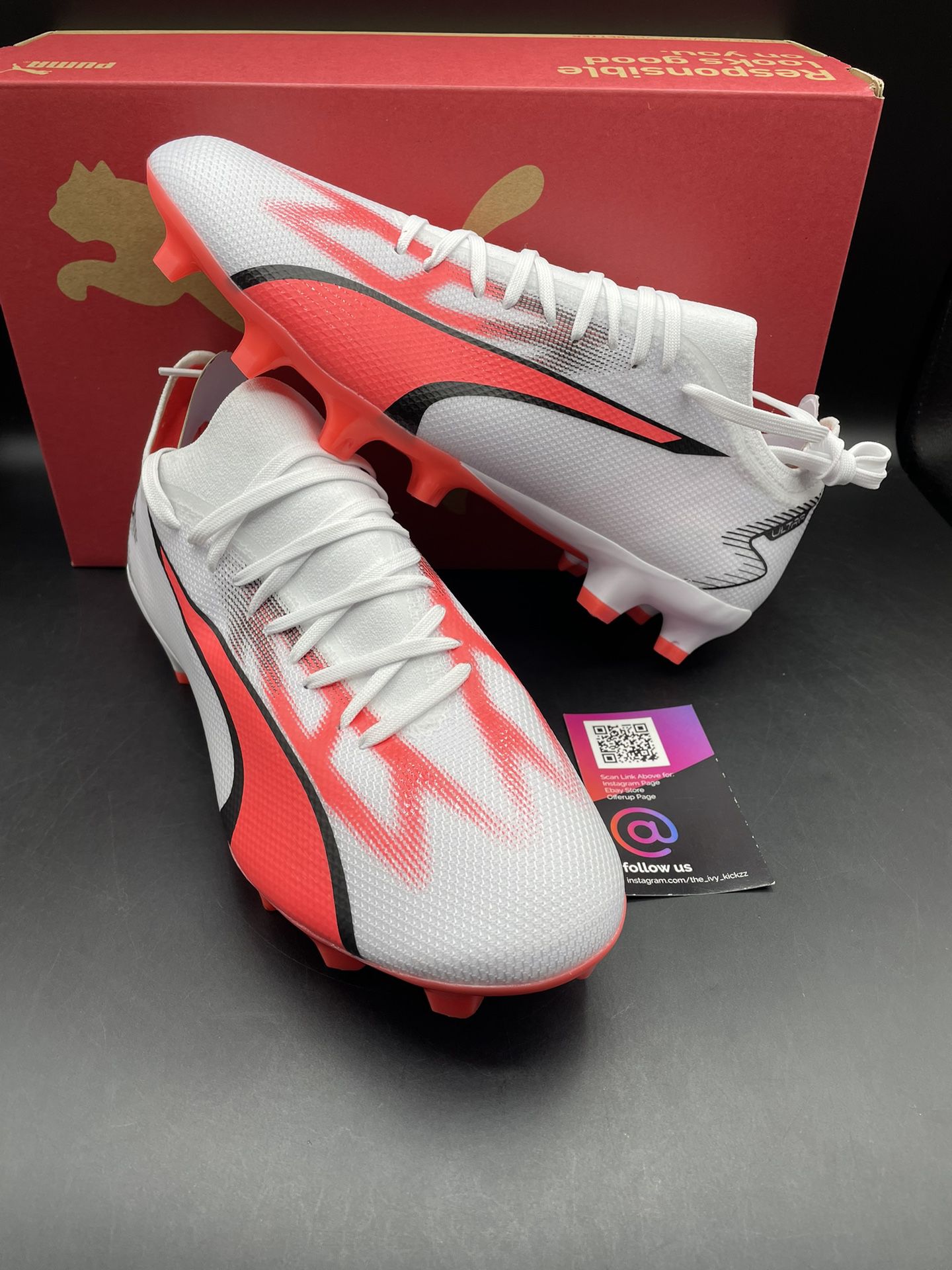 New Puma Ultra Match FG AG Soccer Cleats Shoes White Mens Size 9