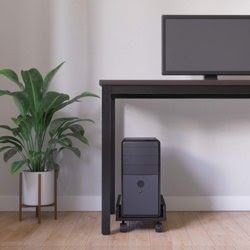 Bestier CPU Computer PC Holder Desk Cart with Casters Wheels 5" x 10"- Dark Brown