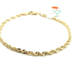 14k Gold Bracelet 7” Hollow Rope 2.5mm 1.7grams 141029 1