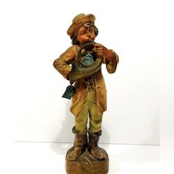 Antique Terracotta Austrian Boy Playing Music 10”. Beautiful and unique design by Austrian