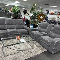 Power/Manual Reclining 2piece Sofa And Loveseat On Sale NOW! With A FREE 55INCH TV 