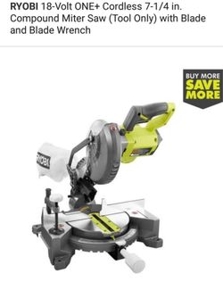 RYOBI 18-Volt ONE+ Cordless 7-1/4 in. Compound Miter Saw (Tool Only) with Blade and Blade Wrench