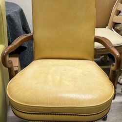 Gold Leather Rolling Desk / Office Chair 