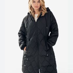 QVC LOGO by Lori Goldstein Women’s 4X Black Puffer Long Winter Quilt Warm Coat 
