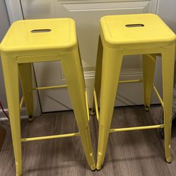 Yellow Metal Bar Stools - Counter Height