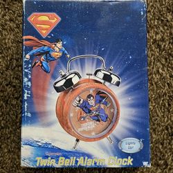 Superman Twin Bell Alarm Clock DC WB VANDOR in Box