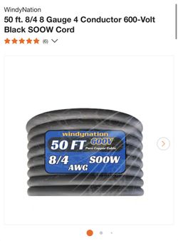RV 50 Amp 125-Volt/ 250-Volt Power Replacement /50 Amp Temporary RV Power Outlet/ 50 ft. 8 4 8 Gauge 4
