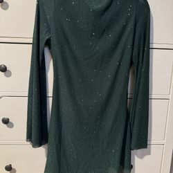 Vestido Verde Esmeralda Con Brillo Espalda Abierta