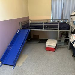 Twin Metal Loft Bed W/slide 