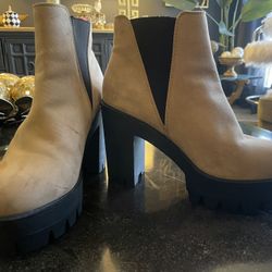 Lug Heel Bootie Faux Suede