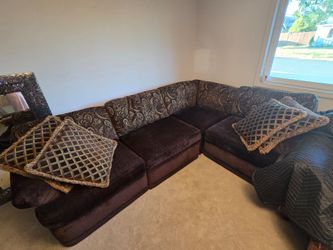 Chenille Sectional Sofa with Cushions