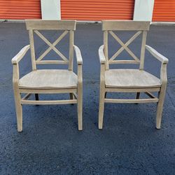 Pair Of Pottery Barn Arm Aaron Arm Dining Chair