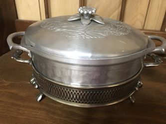 Everlast forged aluminum serving dish with silverplate carrier