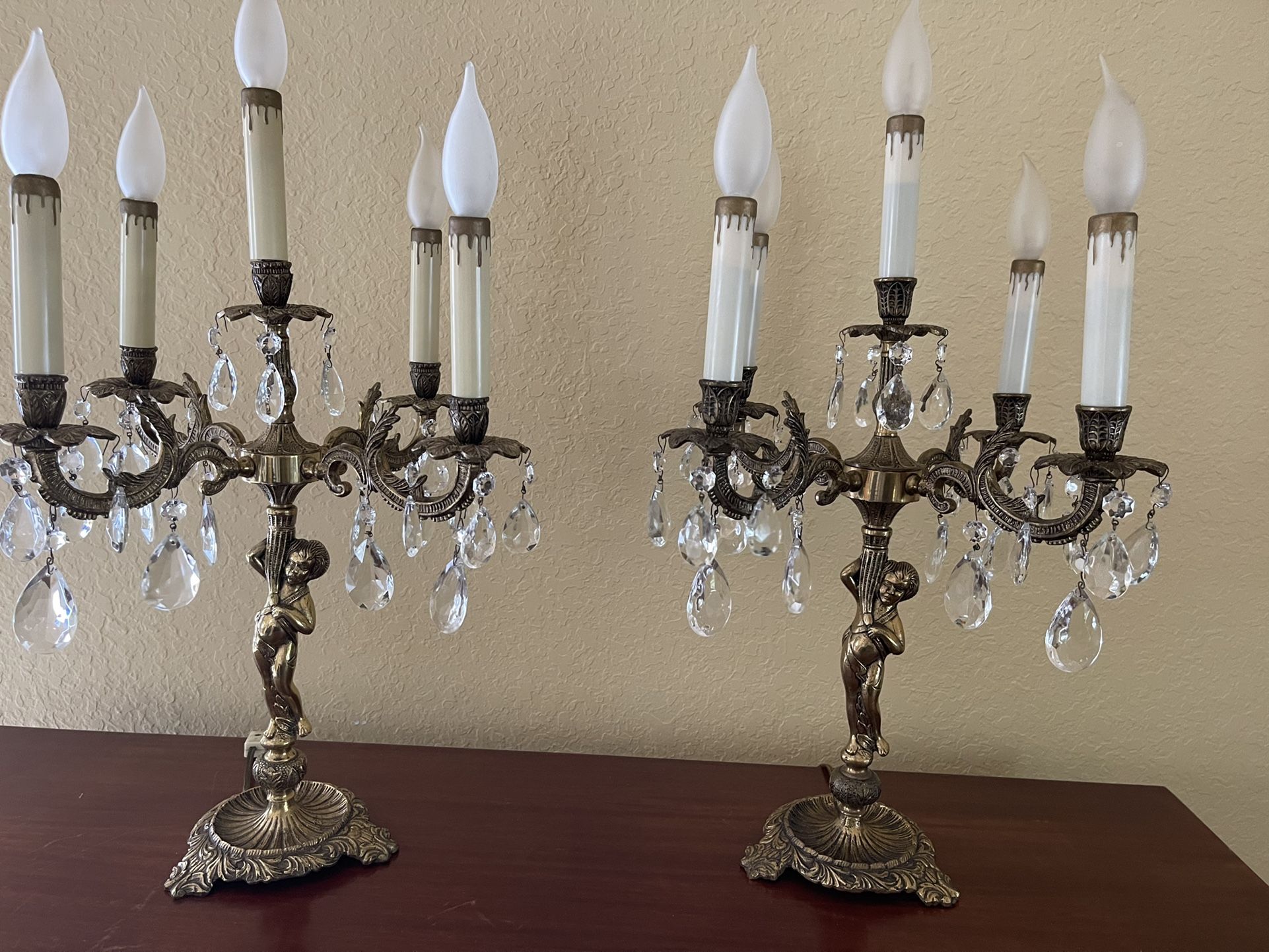 Vintage Brass Cherub Table Top Lamps Set Of 2 For $250 Or $150 Each