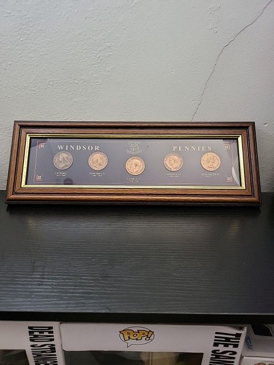 Framed Sterling Collection Windsor Pennies Royal Monarches Pre Decimal Coins