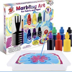 Marbling Paint Kit, 6 X 0.64 fl.oz/19 ml Water Marbling Paint Art Kit for Kids, Non Toxic , Water Marbling Kit for Fabric, Paper, Ideal Arts and Craft