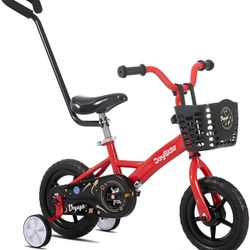 12 Inch Kids Bike for Boys and Girls Ages 1-4 Years, Toddler Bike with Training Wheels & Basket, Detachable Parent Push Handle, Kids Pedal Bike