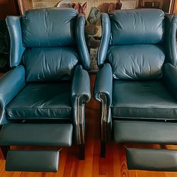 2- Vintage Leather Wingback Chair 