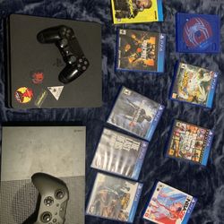 Ps4 And Xbox With All Games And Controllers (The Xbox Is Discontinued And Rare)  