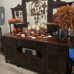 ✨ Antique Wooden Sideboard with Mirror✨