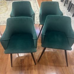 HEKA Chair Set of 4 - Fabric & Metal - dark green