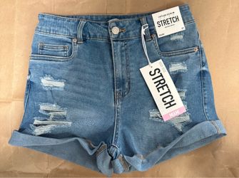 Miami stretch blue ripped shorts size 7 new with tags