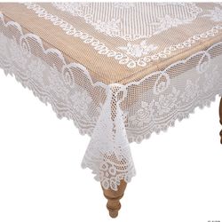 2x 60”x90” White Lace tablecloths