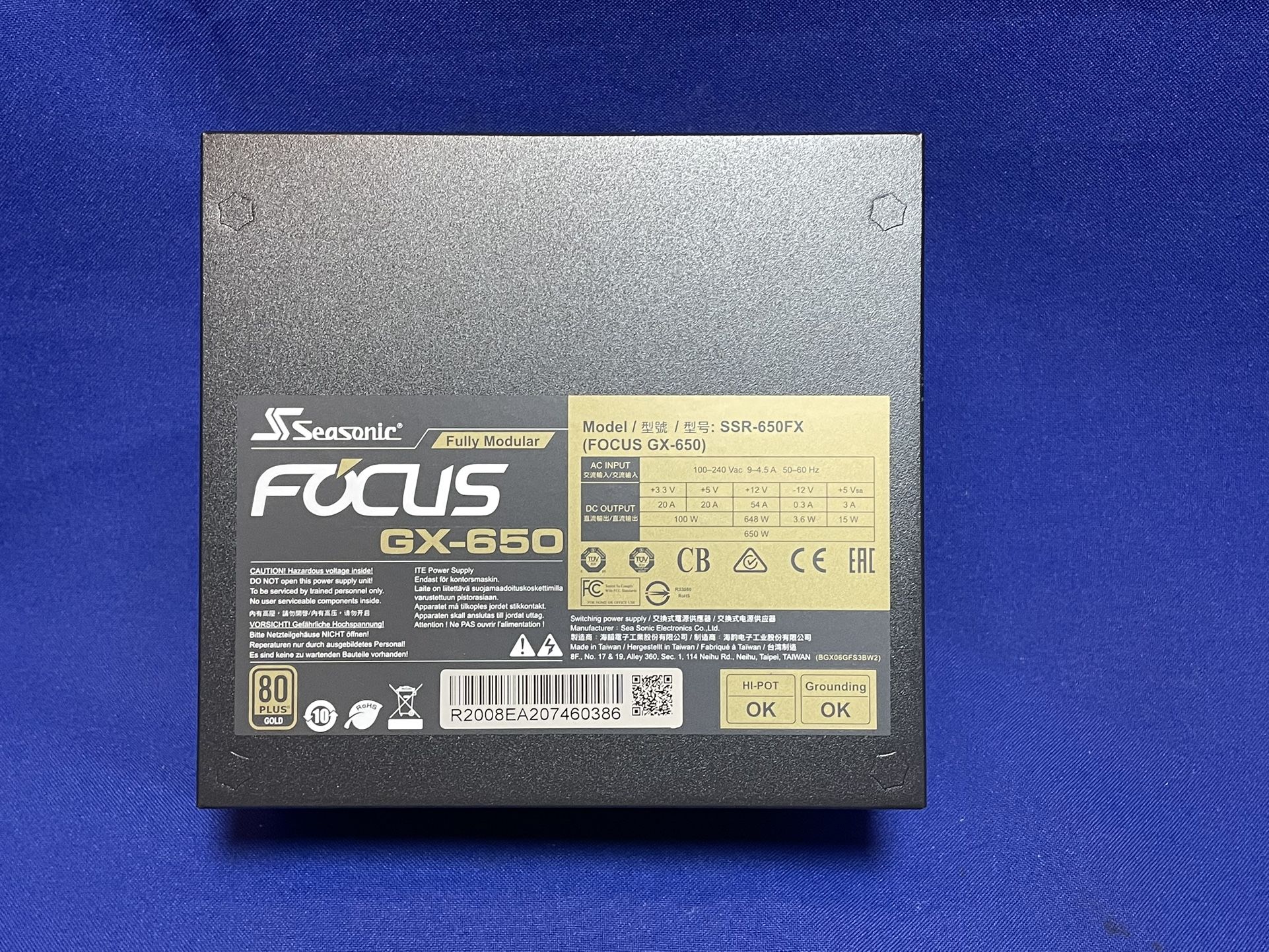 Seasonic Focus GX 650650W 80+ Gold Full Modular Fan Control In Fabless Sole