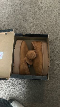 Chestnut Suede Pom-Pom Ankle Boots