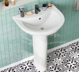 Hanikes 20 1/2 in. White Vitreous China Pedestal Combo Bathroom Sink in U-Shape Design with Overflow