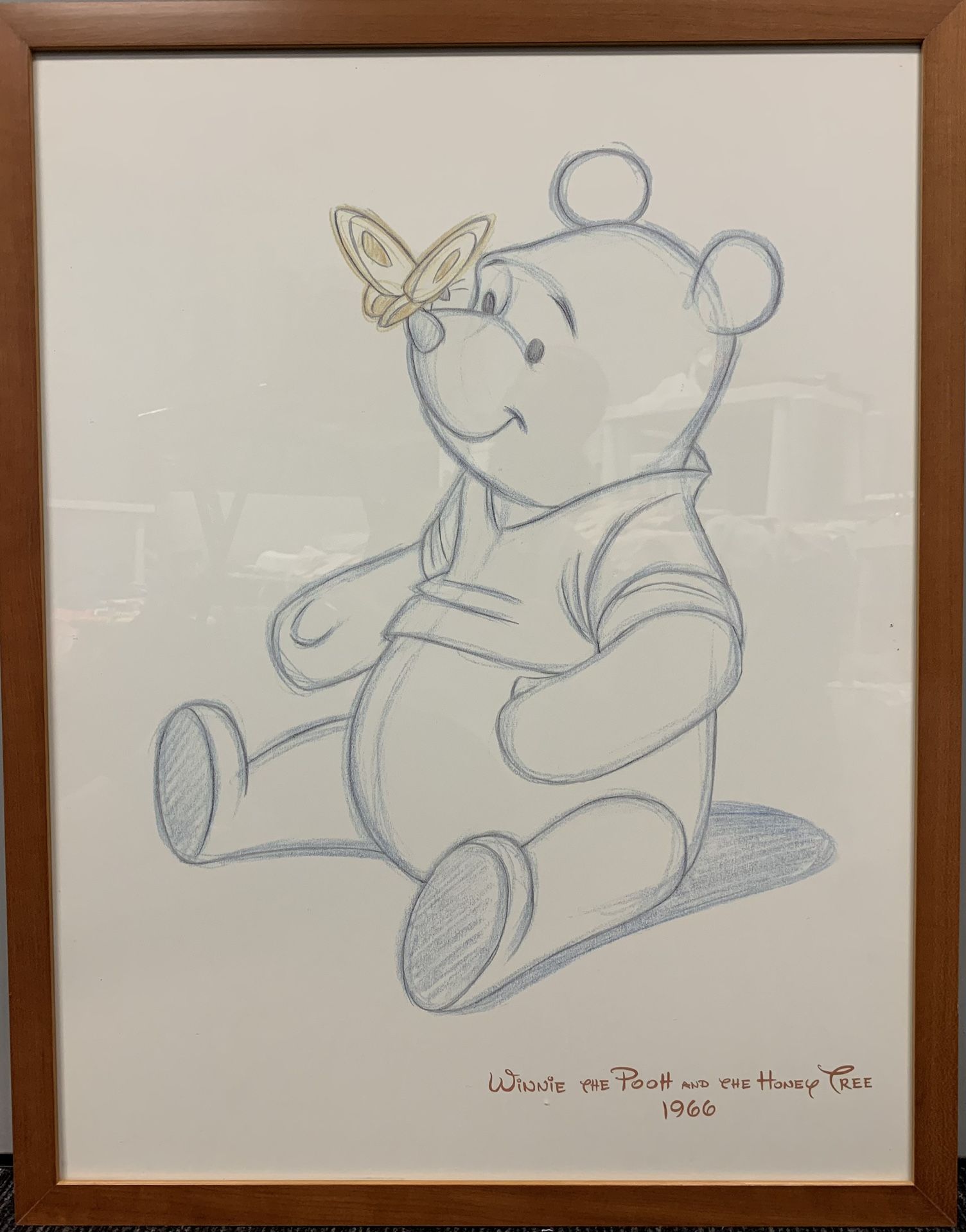 Disney's 1966 Classic Winnie The Pooh & The Honey Tree Animation Sketch Framed