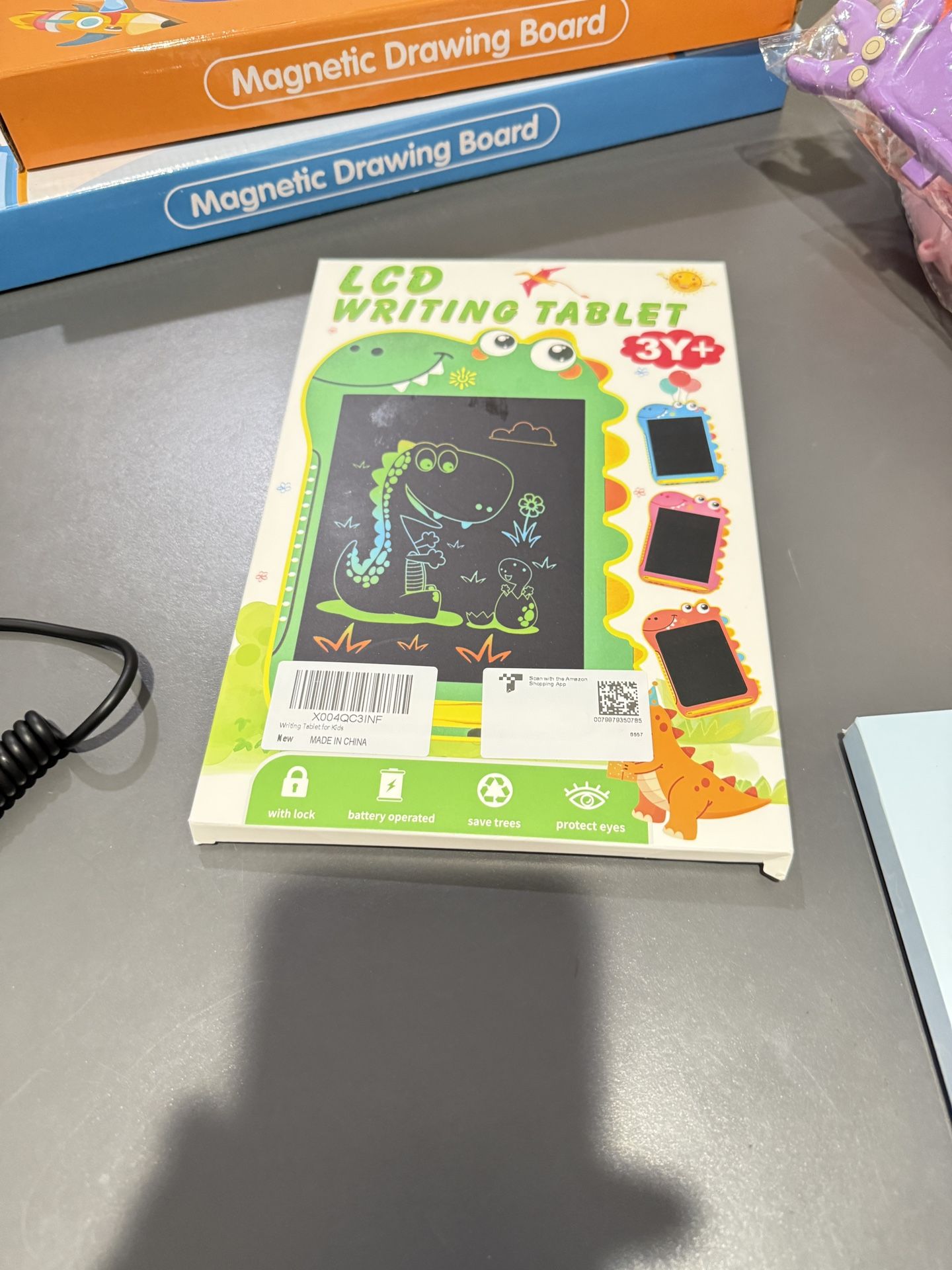 Writing Tablet for Kids, Educational Toddler Toys, Colorful Doodle Board Drawing Tablet with Screen Lock & Erase Button, Dinosaur Toys for Ages 3-8, B