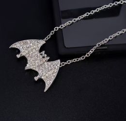 Bat And Rhinestone Large Pendant Necklace 
