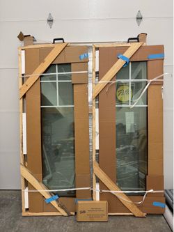 Pella® 250 Series Patio Doors 60x82 frame size actual size of the sliding door is 59 1/2x 81 1/2 comes with sliding screen door and with the handle an