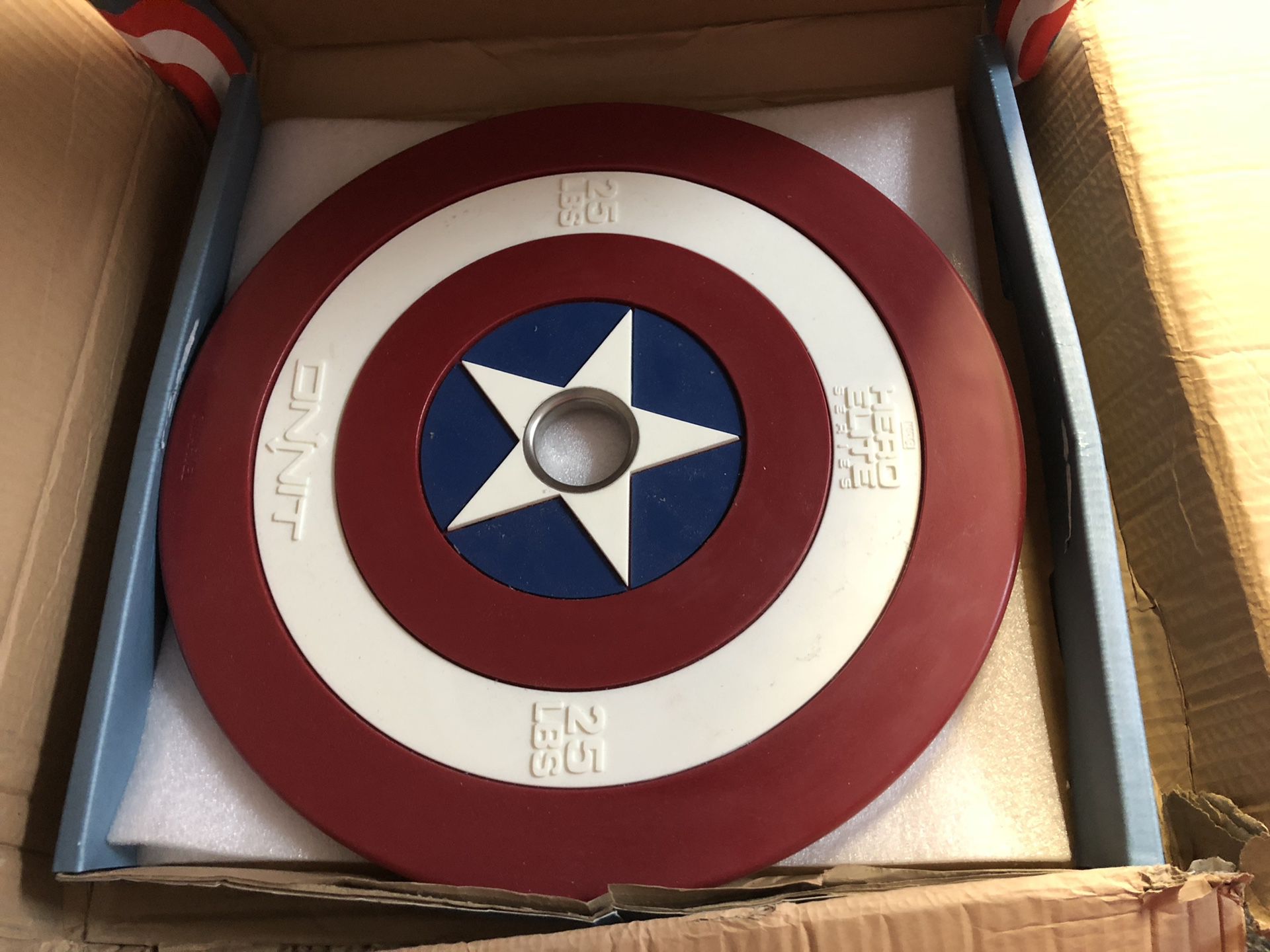 Captain America shield barbell plate 25 pound (1 plate)