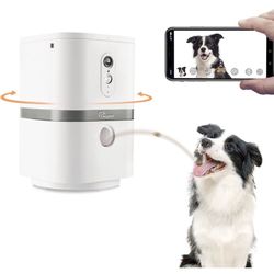 SKYMEE Petalk AI II Dog Camera Automatic Treat Dispenser, WiFi Full HD Pet Camera with 180° Pan Full-Room View,Night Vision,Two Way Audio for Dogs an