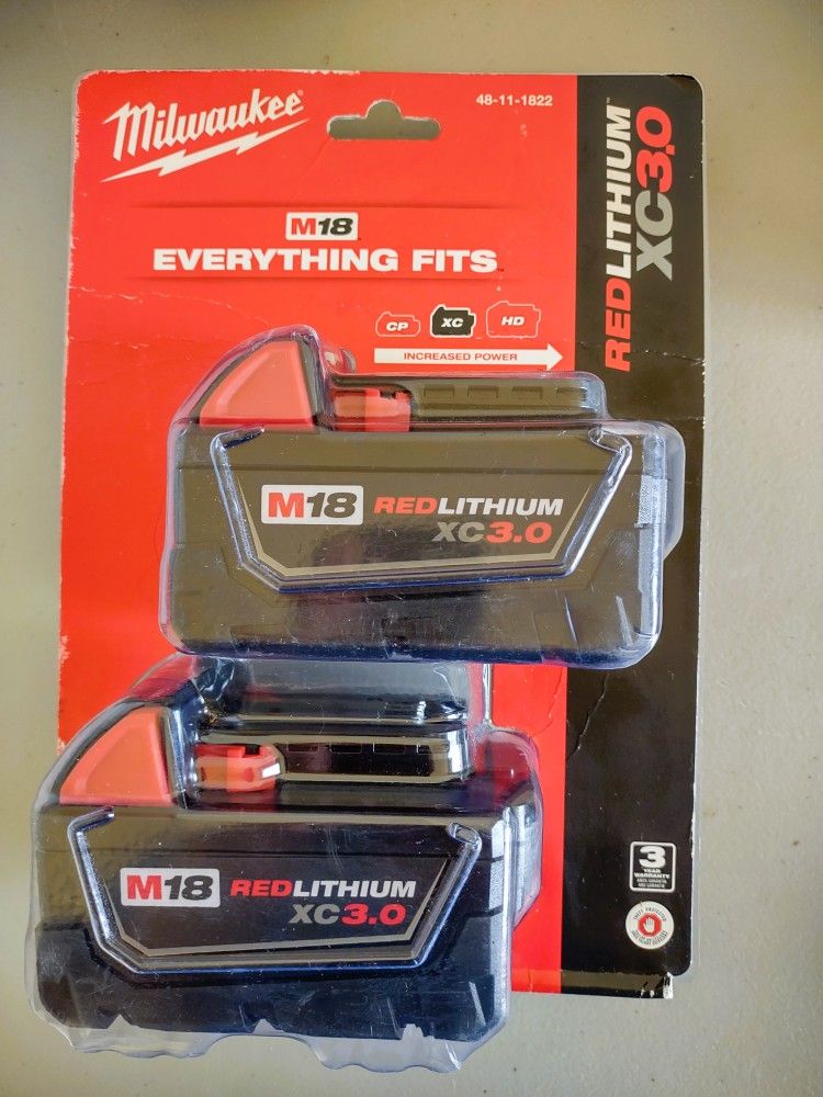 M18 18-Volt Lithium-Ion XC Extended Capacity Battery Pack 3.0Ah (2-Pack)