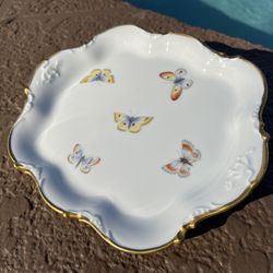 Vintage Limoges France porcelain butterfly tray