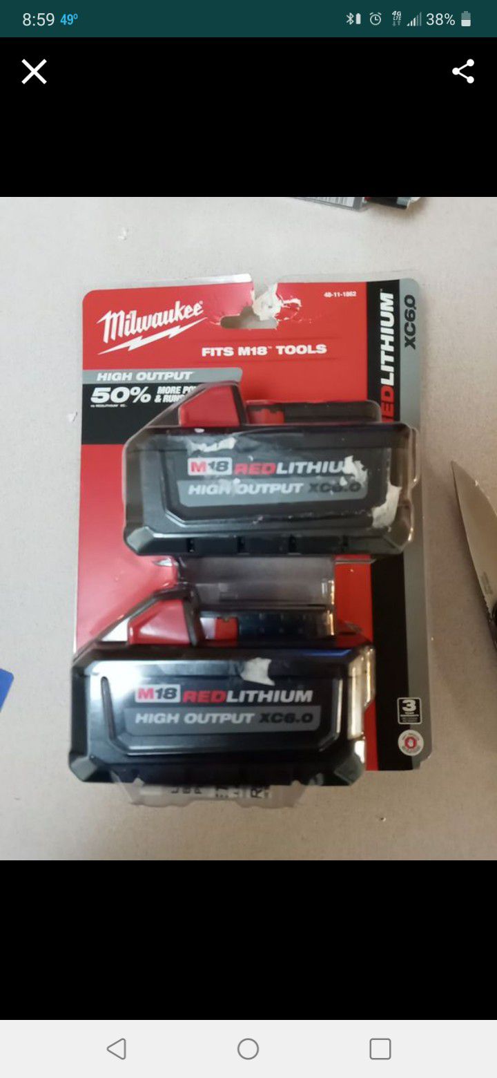 1 new Milwaukee 2pack 6.0 batteries
