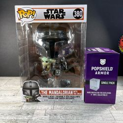 Funko Pop! Vinyl Jumbo 10 in: Star Wars - The Mandalorian (Chrome) #381