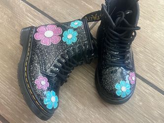 Dr martens Kids Glitter  Boots with Flowers 7c