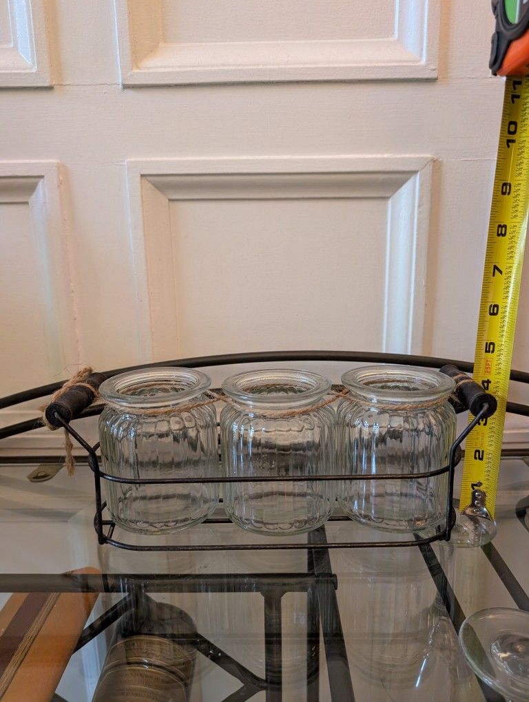 3 Glass Jars In Carry Caddy