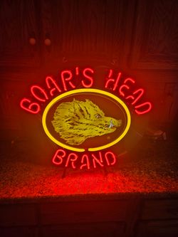 Neon boars head brand wall light