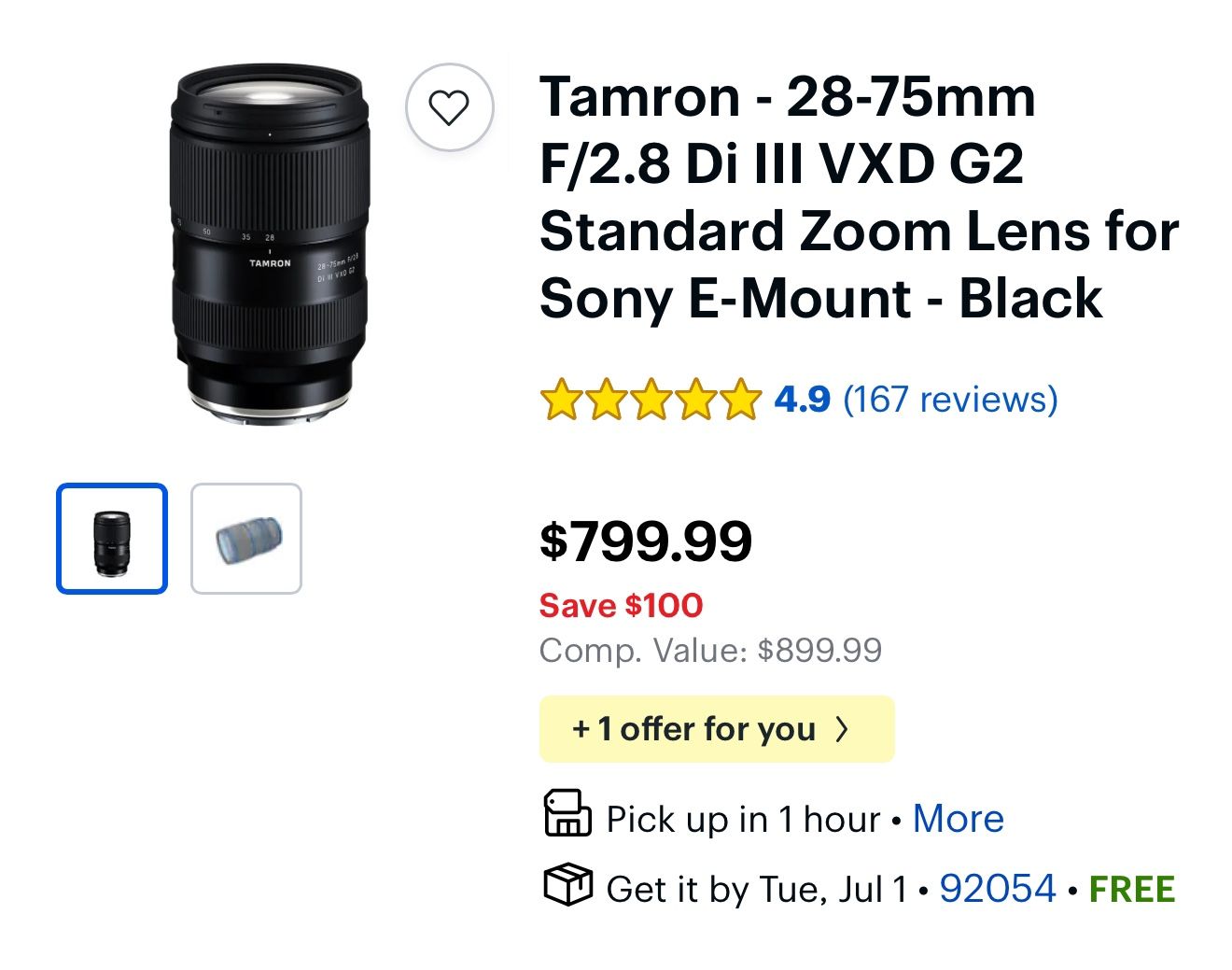 Tamron Lens Sony E Mount 28-75 mm 