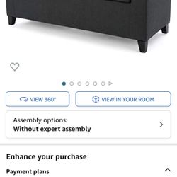 Dark Gray Storage Ottoman 