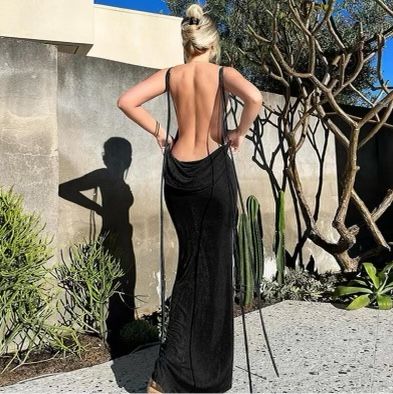 Black Open Back Dress